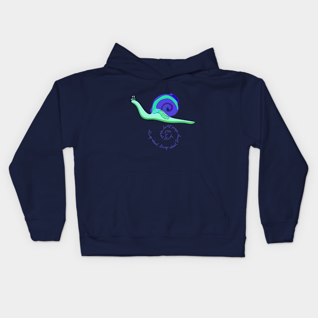 Blue green snail Kids Hoodie by Gerchek